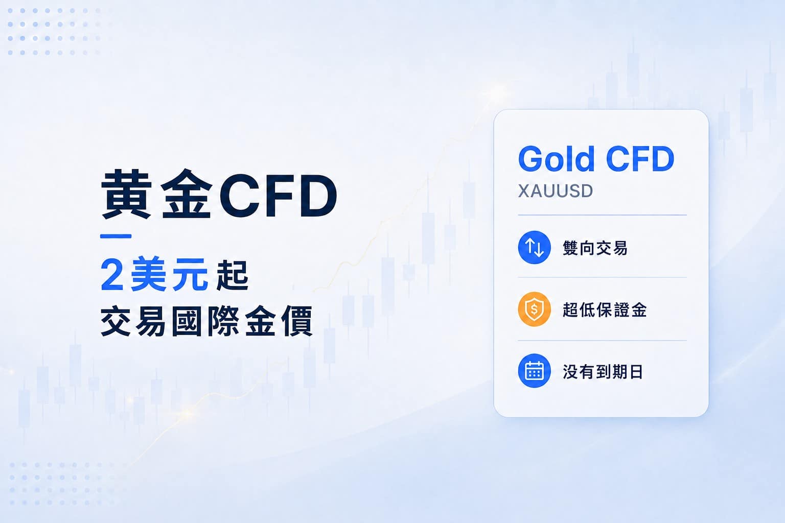 Gold CFD trading with US$2 minimum margin and XAUUSD product features