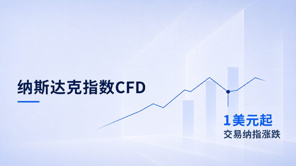 Nasdaq Index CFD with a market chart showing margin trading from US$1.