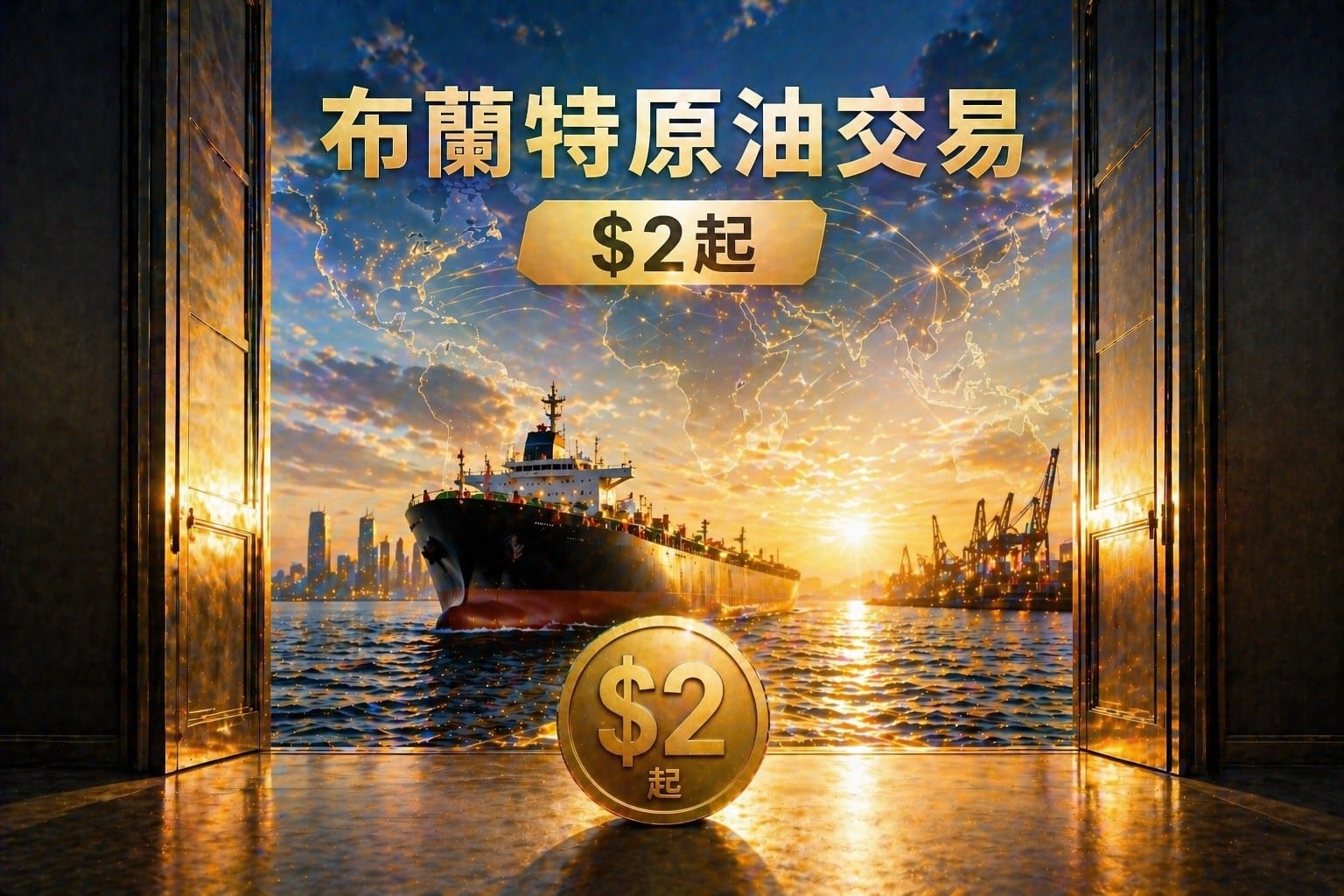 Trade Brent crude oil with low entry cost showing global oil market access via shipping and ocean scene