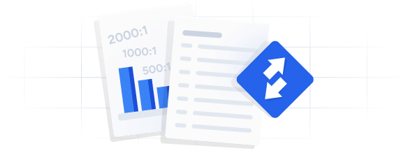 Dynamic leverage illustration with bar chart, documents, and bidirectional arrows representing adjustable trading leverage levels
