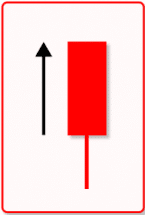 An illustrative image of a bullish marubozu candlestick pattern with a lower shadow, showing a long bullish body, no upper wick.