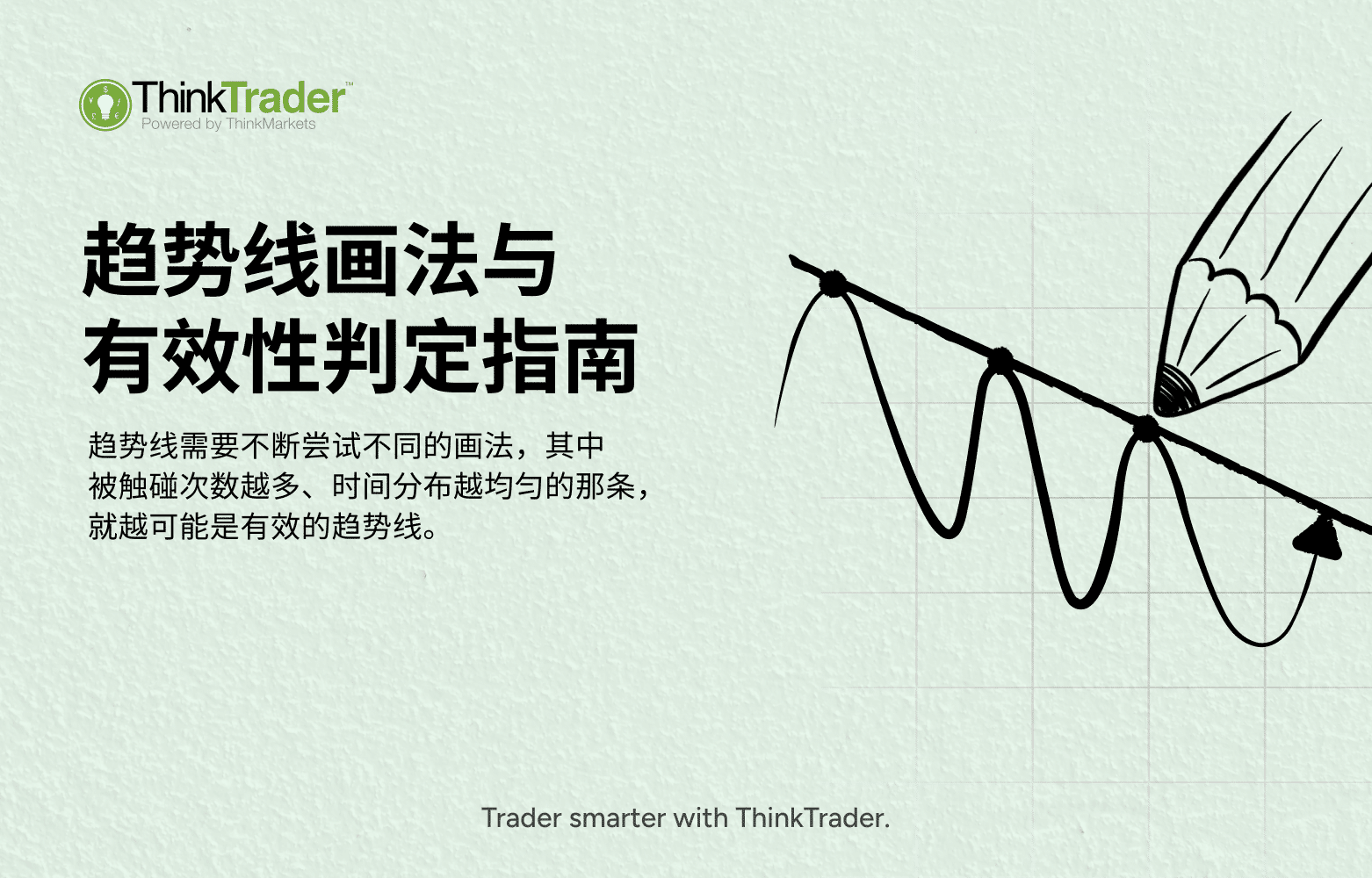 Hero banner for an article on how to draw and verify trendlines, featuring an illustration with brief text explaining the drawing process.