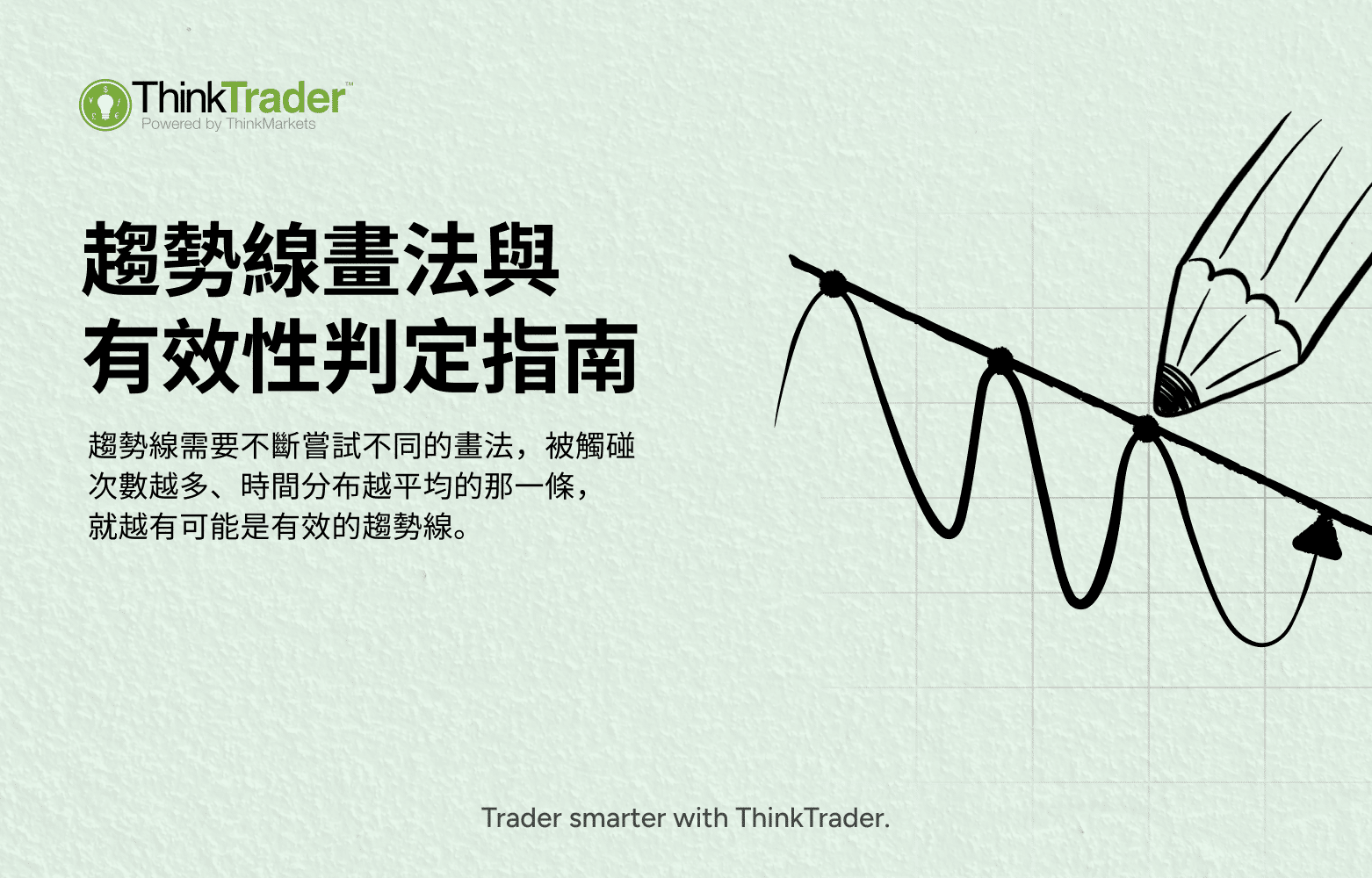 Hero banner for an article on how to draw and verify trendlines, featuring an illustration with brief text explaining the drawing process.