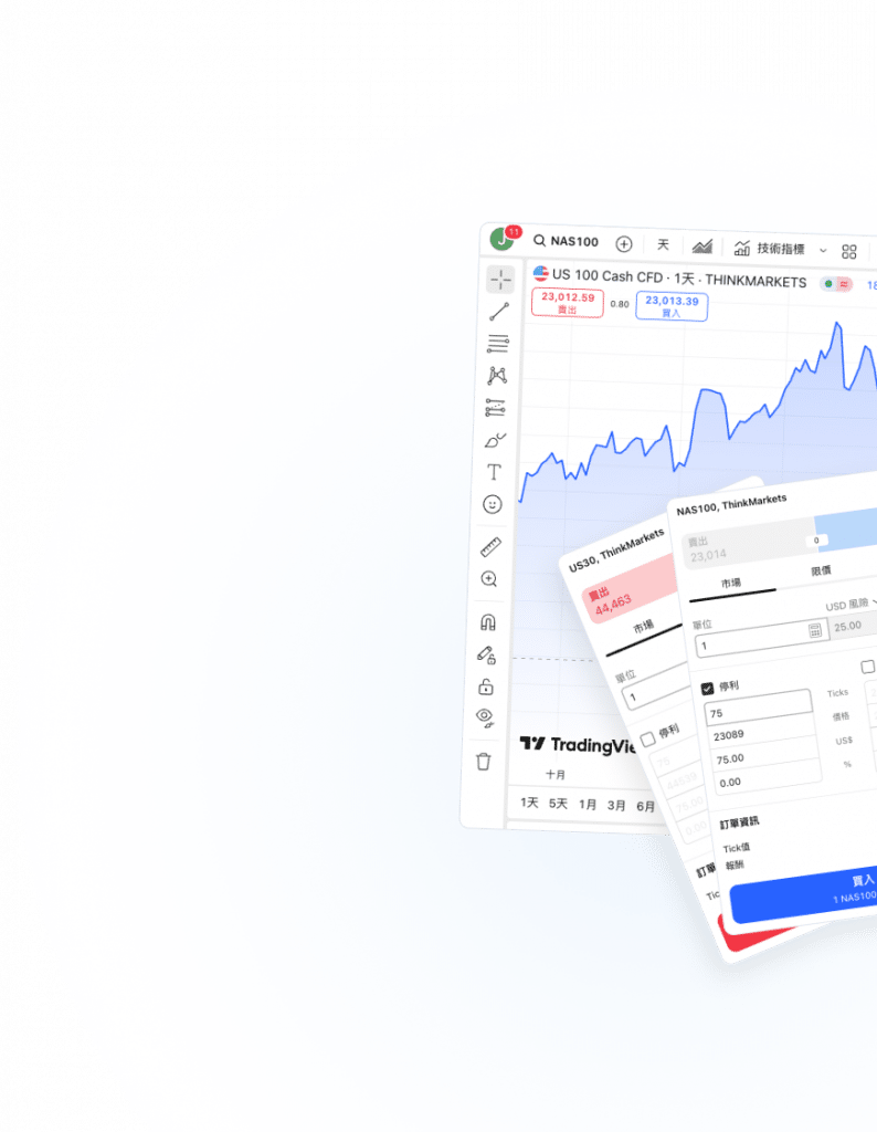 Banner illustration of a trader analyzing charts and placing an order on a tablet using the TradingView integration.