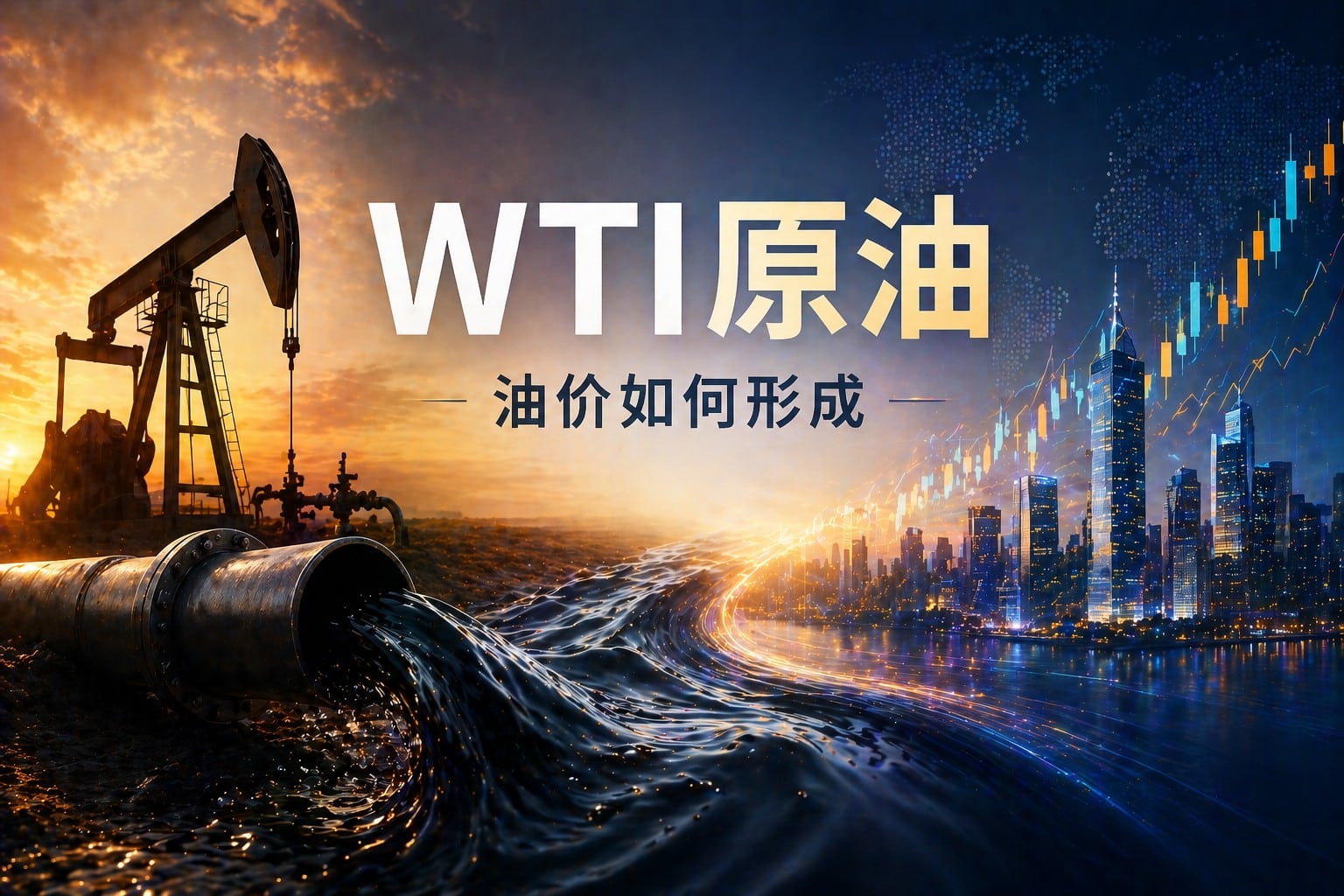 WTI crude oil price formation showing oil production flow to global financial markets