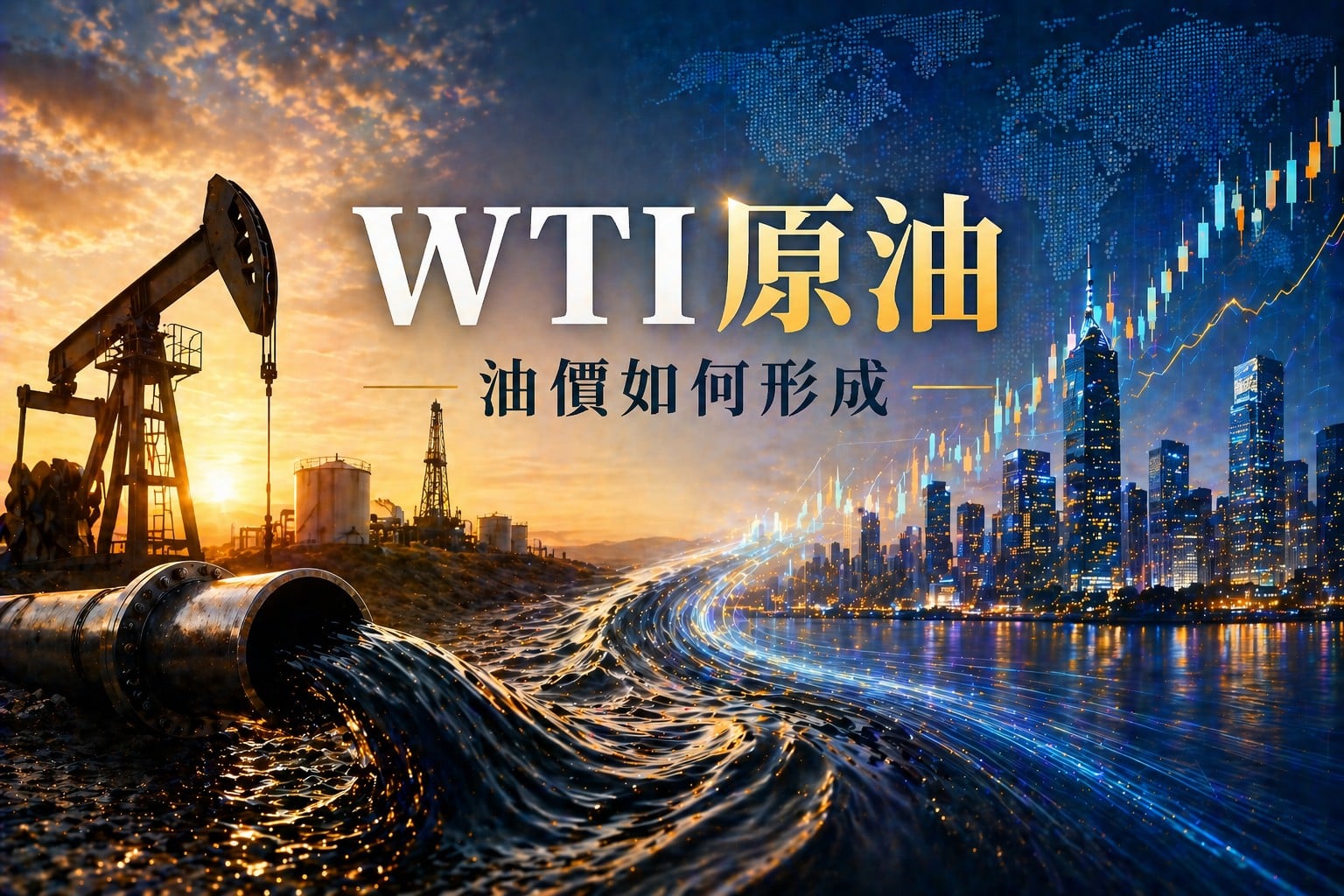 WTI crude oil price formation showing oil production flow to global financial markets