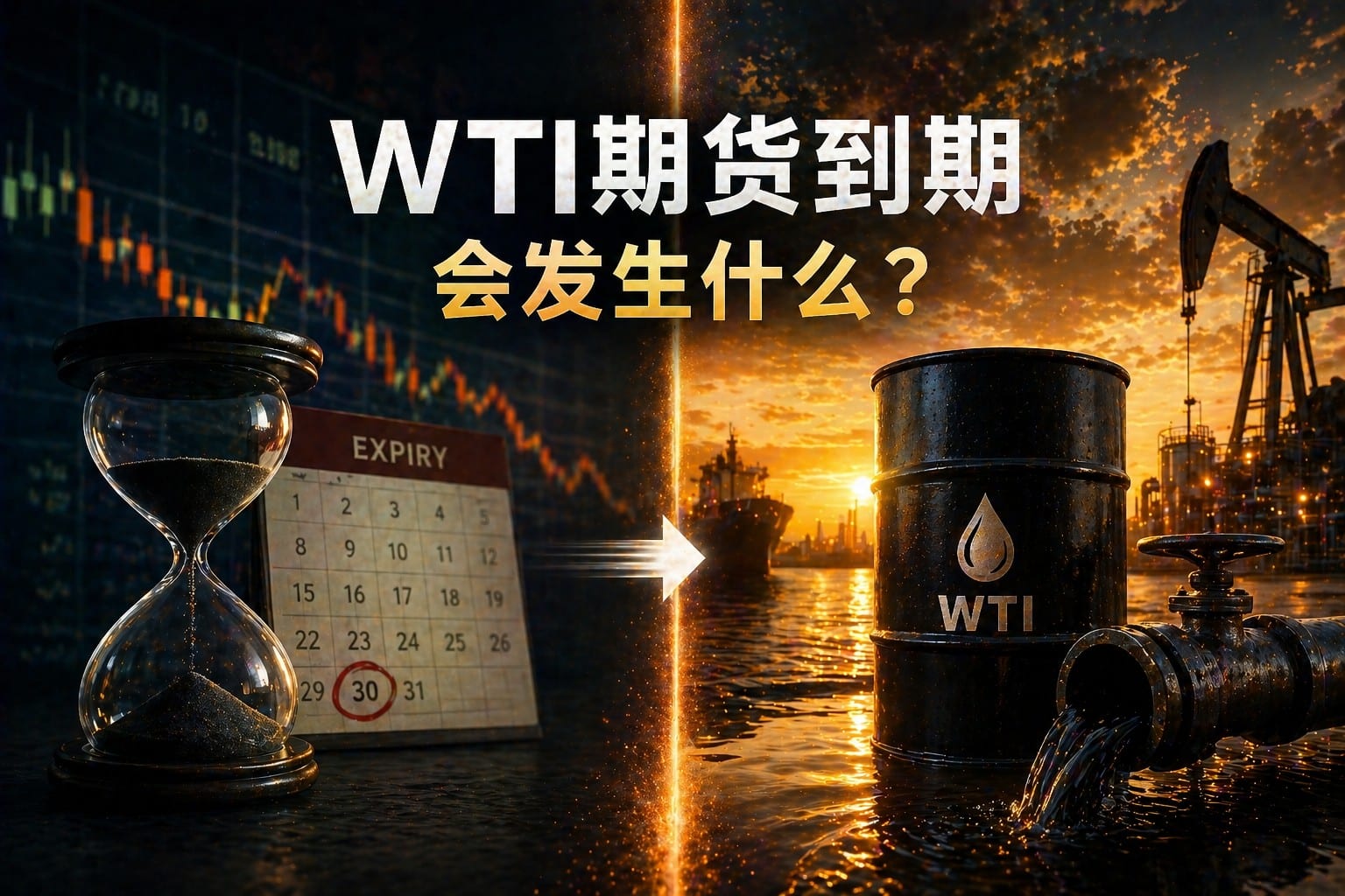 WTI futures expiry concept showing transition from financial contract to physical oil delivery