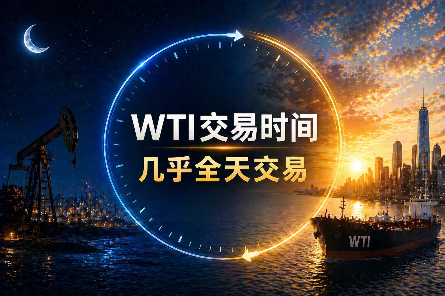 WTI crude oil trading hours showing nearly 24 hour global market cycle