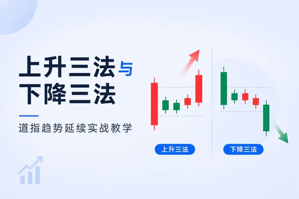 Rising Three Methods and Falling Three Methods chart patterns with Dow Jones trend continuation trading tutorial